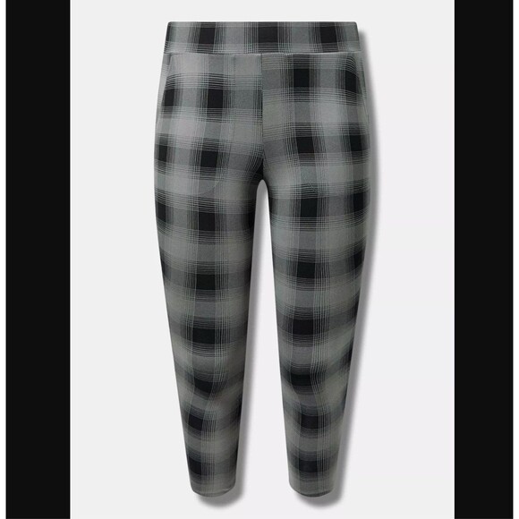 Torrid Crop Leggings Pockets 2X 18 20 Epic Plaid Formal Gray Check Pants Cotton - Picture 4 of 5